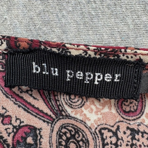 Blu Pepper Dress Womens M Burgundy Cream BOHO Vintage Lace Trim Bell Long Sleeve - Picture 7 of 14